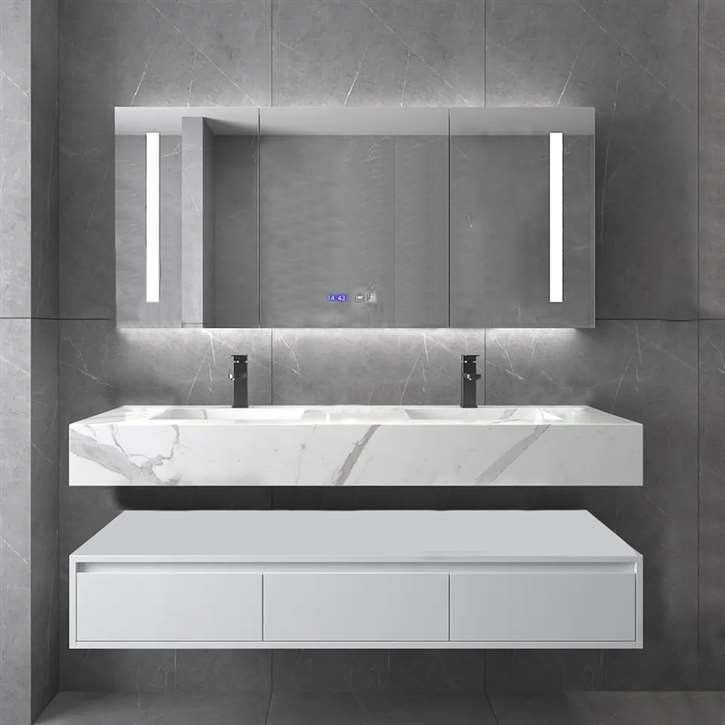 Fontana Bathroom Mirror Cabinets with Sink in Modern Luxury Hotel Wall Mount Vanity