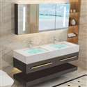 Fontana Bathroom Furniture Wood Vanity Cabinet Set With Double Sink And Smart Defogging Mirror