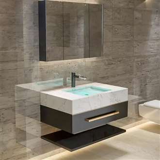 Fontana Modern European Wall Mounted Bathroom Furniture Wood Vanity Cabinet Set With Double Sink and Smart Defogging Mirror