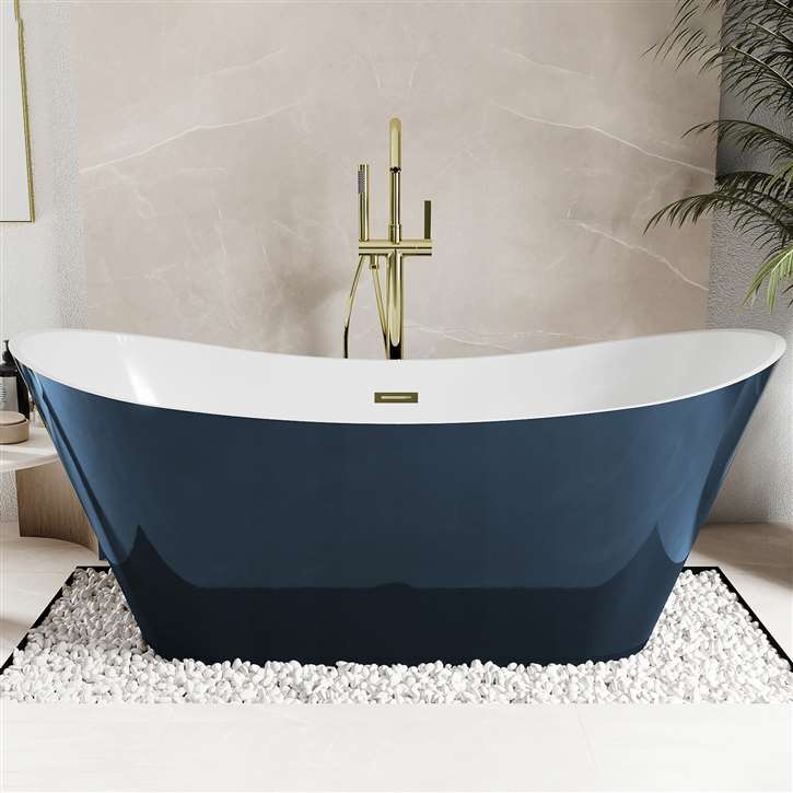 Fontana Indoor Acrylic Bathtub With Blue Finish