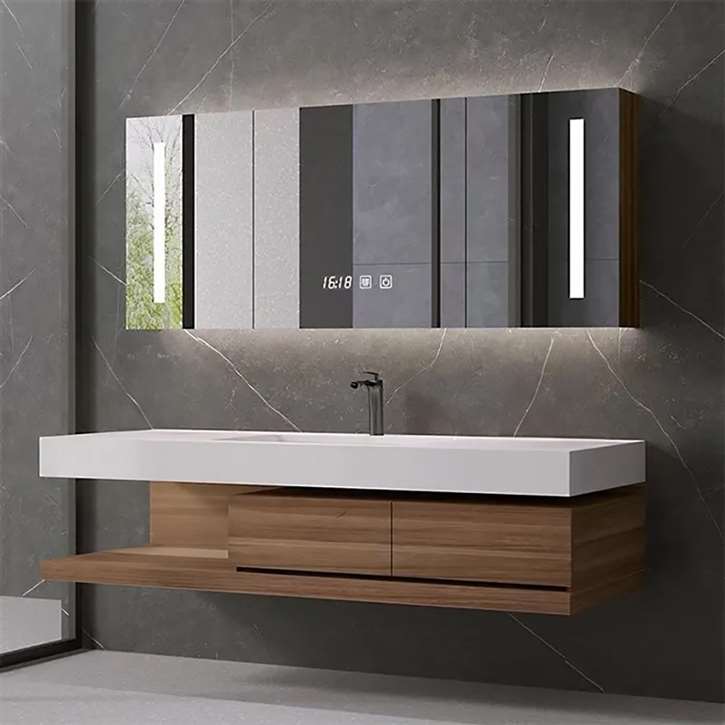 Fontana Wall Mounted Cabinet Modern Bathroom Sinks And LED Smart Mirror Cabinet