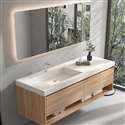 Fontana Luxury Wall Mount Solid Wood Bathroom Furniture Defogging Backlit Square Mirror With Sink
