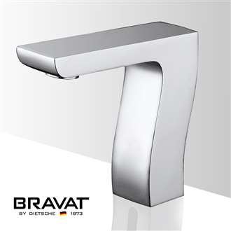 Bravat Flat Top Chrome Commercial Hands-Free Motion Sensor Faucets