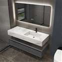 Fontana Dark Grey Hotel Bathroom Waterproof Oak Wood Vanity With An LED Mirror Cabinet