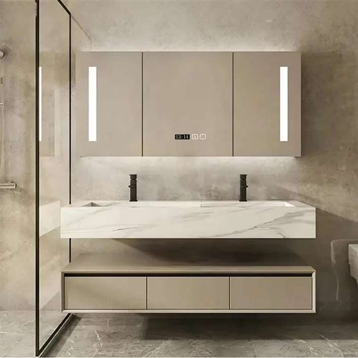 Fontana Dark Khaki Luxury Bathroom Vanity With LED Mirror