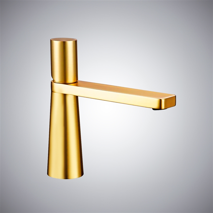 Fontana Gold Finish Bathroom Faucet Deck Mounted Single Hole with Hot and Cold Water Mixer