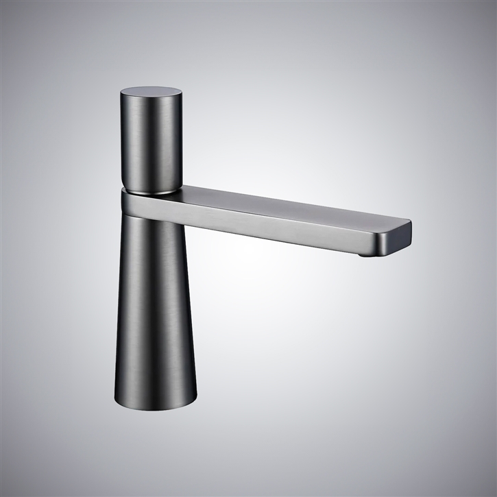 Fontana Gray Finish Bathroom Faucet Deck Mounted Single Hole with Hot and Cold Water Mixer