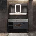 Fontana Lauren Luxury Black Cabinet And Slate Armani Grey Sink With LED Mirror