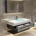 Fontana Modern Wall Mounted Luxury Nordic Sintered Stone Basin Bathroom Set With LED Mirror Cabinet