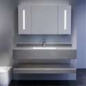 Fontana Vanity Storage Mirror Cabinet with LED Light in Luxury Slate Slab/Sintered Stone in Marble Dark Grey