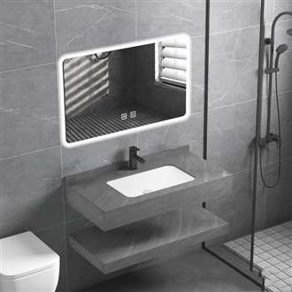 Fontana Bathroom Vanity in Dark Grey Sintered Stone with an LED Smart Mirror