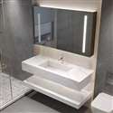 Fontana Bathroom Vanity Storage Mirror Cabinet With LED Light in Luxury Slate Slab/Sintered Stone