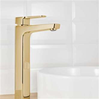 Fontana Polished Gold Deck Mounted Single-Handle Vessel Sink Faucet