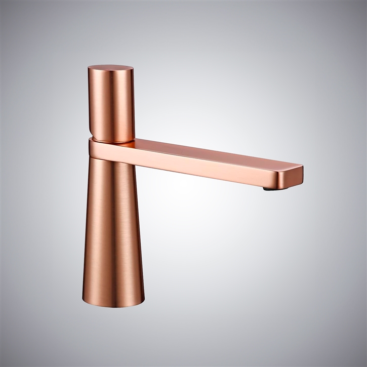 Fontana Rose Gold Finish Bathroom Faucet Deck Mounted Single Hole with Hot and Cold Water Mixer