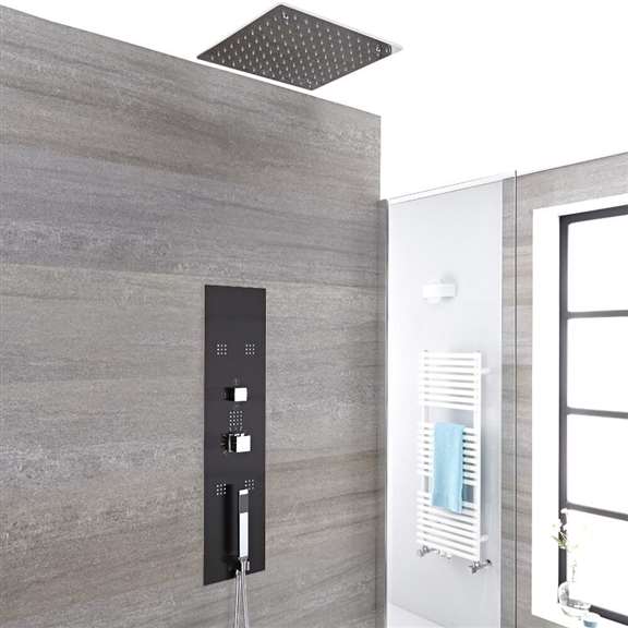 Fontana Luxurious Modern Concealed Thermostatic Waterfall Shower Panel with Hand Shower and Body Jets