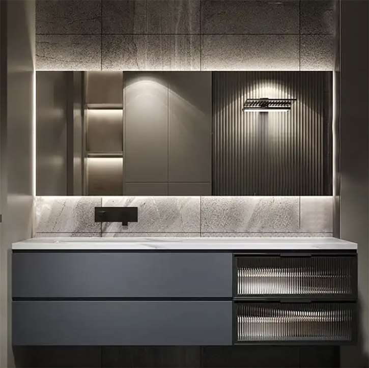 Fontana LED Luxury New Modern Wood Vanity Sink Bathroom Cabinet