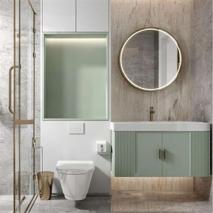 Fontana Bathroom Vanity Modern Wall Mounted Light Green Vanity Set