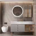 Fontana New Modern Luxury Unit Wood Vanity Sink Bathroom Cabinet With Round LED Smart Mirror