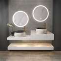 Fontana Modern Luxury Vanity Double Sink With 2 LED Circle Mirror