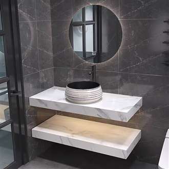 Fontana Modern Luxury Vanity Single Sink With 1 Illuminated Circle Mirror