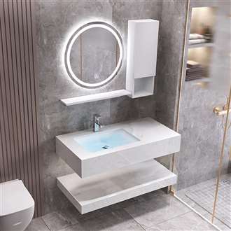 Fontana Single Sink Modern Luxury Vanity With Illuminated  Circle Smart LED Mirror