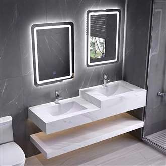 Fontana Modern Luxury Double Sink Vanity With Two Illuminated Smart LED Mirrors