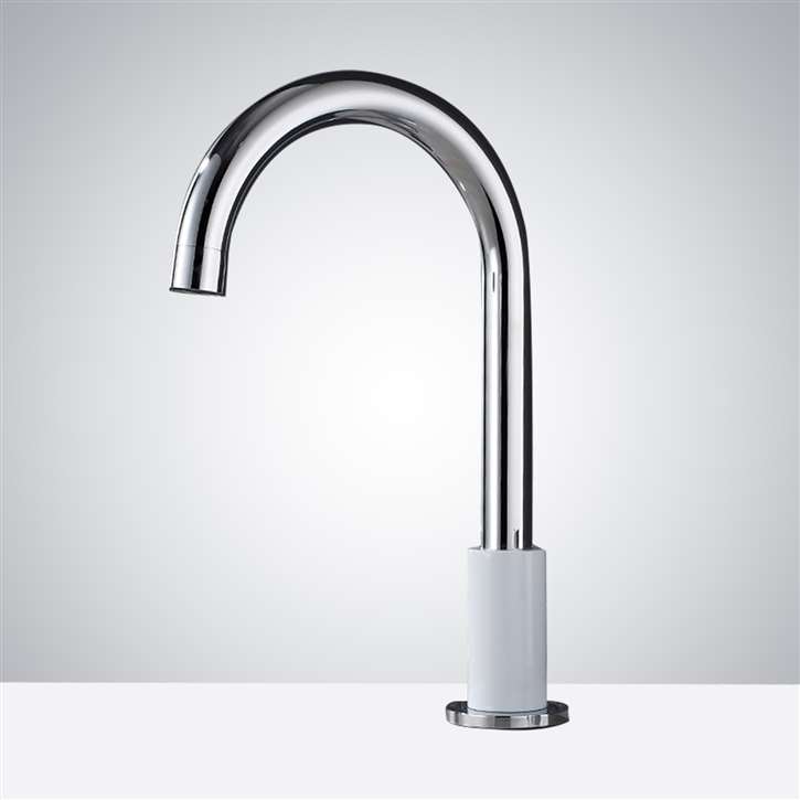 Fontana Commercial Goose Neck Touchless Automatic Sensor Faucets  in Chrome and White