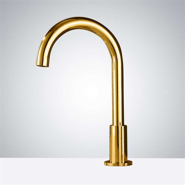 Fontana Gold Commercial Goose Neck Touchless Deck Mount Automatic Sensor Faucets