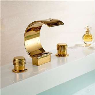 Waterfall Deck Mount Gold Bathtub faucet