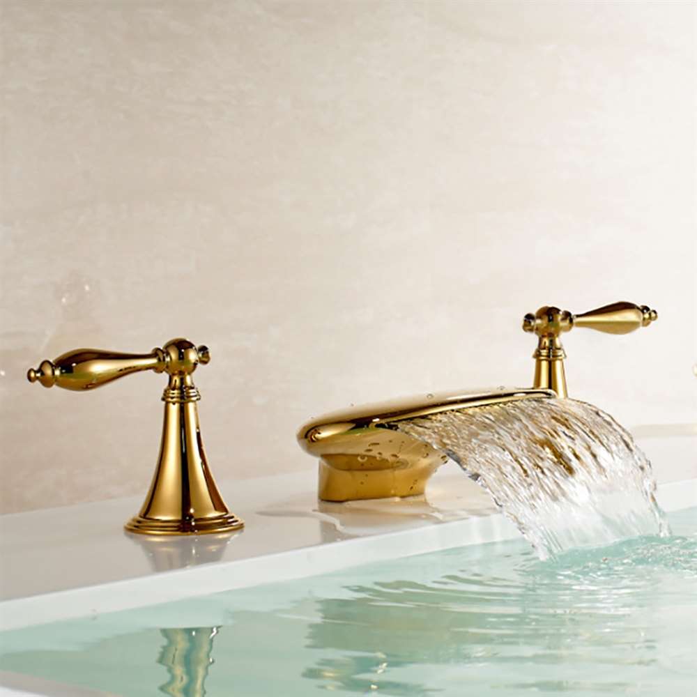 Waterfall Gold Finish Bathtub Faucet @ FontanaShowers || FS Gold