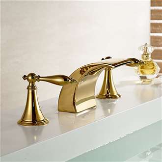 Gold Finish LED Mixer Bathroom Sink Faucet
