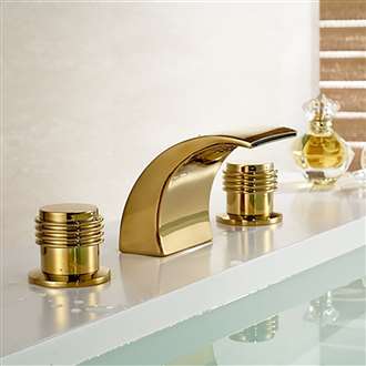 Gold Finish Brass Body LED Mixer Bathroom Sink Faucet