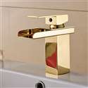 Single Lever Waterfall Gold Bathroom Sink Faucet