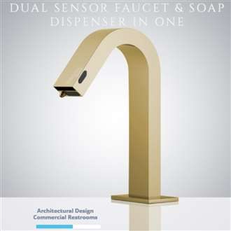 Fontana Dual Function Automatic Deck Mount Brushed Gold Sensor Water Faucet with Soap Dispenser