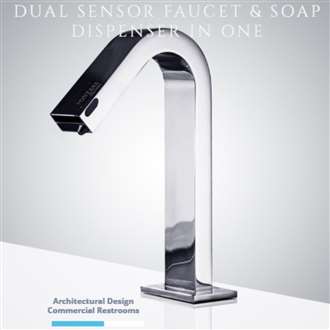 Fontana Dual Function Automatic Deck Mount Chrome Sensor Water Faucet with Soap Dispenser