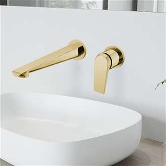 Napoli Polished Gold Single Handle Wall Mount Bathroom Sink Faucet