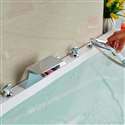 Fontana Chrome Polished Waterfall Spout Bathroom Tub Faucet with Sprayer Mixer
