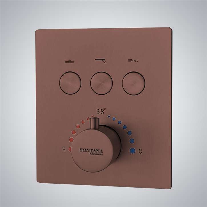 Fontana Lima In Oil Rubbed Bronze Touch Button Thermostatic 3-Way Concealed Brass Shower Mixer