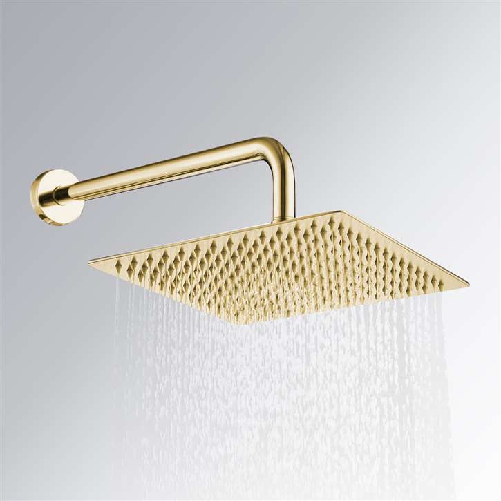 Brushed Gold Thin Square Rainfall Shower Head