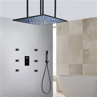 Shower System ! Fontana Ebikon Wall Mount Square Rainfall Matte Black Bathroom  Shower Set at