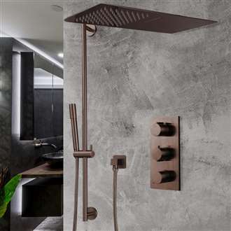 Light Oil Rubbed Bronze Waterfall & Rainfall Shower Set With Handheld Shower
