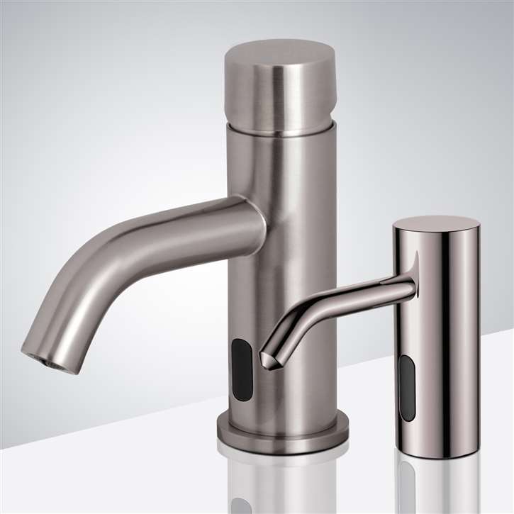 Fontana Rio Brushed Nickel High Quality Commercial Automatic Sensor Faucet and Soap Dispenser