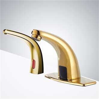 Fontana Agra Gold Commercial Automatic Motion Sensor Faucet with Matching Soap Dispenser