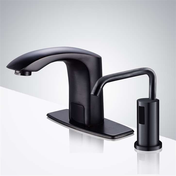 Fontana Oil Rubbed Bronze/Matte Black Commercial Automatic Motion Sensor Faucet with Matching Automatic Soap Dispenser