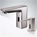 Fontana Commercial Brushed Nickel Automatic Motion Sensor Faucet with Matching Soap Dispenser for Restrooms