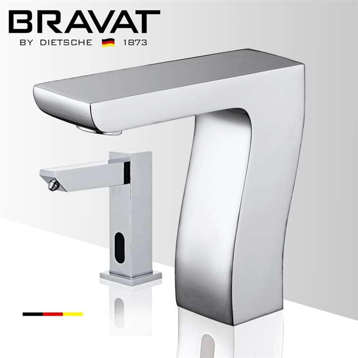 Fontana Bravat Windowless Capacitive Touch Commercial Automatic Motion Sensor Faucet in Chrome with Matching Automatic Soap Dispenser for Restrooms