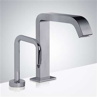 Fontana Commercial Hands Free Automatic Sensor Faucet and Touchless Liquid Soap Dispenser in Chrome Finish