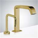 Fontana Commercial Hands Free Automatic Sensor Faucet and Touchless Liquid Soap Dispenser in Gold Finish