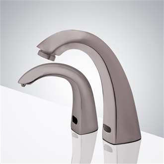 Fontana Automatic Commercial Brushed Nickel Sensor Faucet with Matching Automatic Soap Dispenser