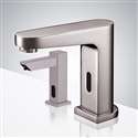 Fontana Touchless Basin Automatic Commercial Brushed Nickel Sensor Faucet with Matching Soap Dispenser for Restrooms